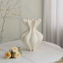 Axyaa Resin Floral Vase: Petal Shape Abstract Ornament for Home Decor