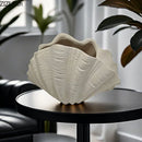 Axyaa Seashell Shape Ceramic Vase for Room Aesthetic Decor & Artificial Flower Arrangement