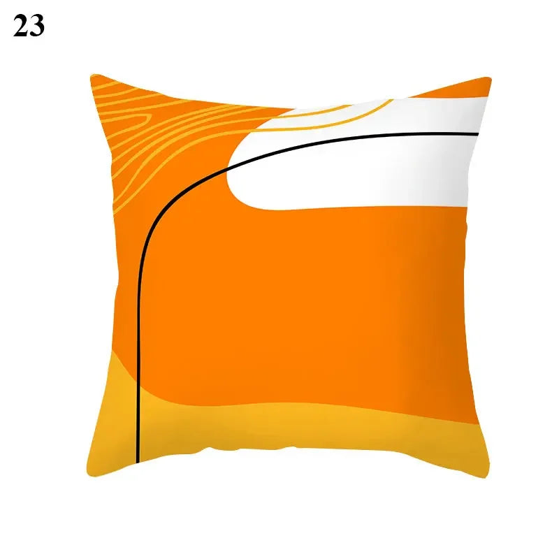 Orange Geometric Leaf Lines Pillowcase by Axyaa - Home Decor and Cozy Throw Pillows