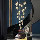 Axyaa LED Crystal Chandelier Staircase Pendant Lamp for Living Room - Modern Indoor Lighting Fixtures