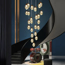 Axyaa LED Crystal Chandelier Staircase Pendant Lamp for Modern Living Room