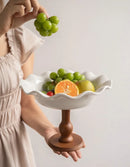 Axyaa Lace Wood Fruit Pot with High Legs for Dried Fruits and Snacks