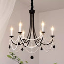 Axyaa French Crystal Chandelier, Retro Pearl Living Room Light