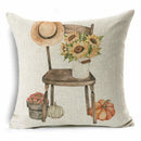 Axyaa Thanksgiving Pumpkin Ornaments Linen Throw Cushion Covers Home Decor