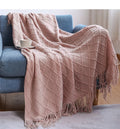 Axyaa Caramel Knit Throw Blanket - Soft, Warm, Textured, & Stylish