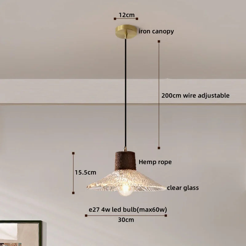 Axyaa Clear Glass LED Pendant Light Chandelier - Home Decor Hanging Lamp