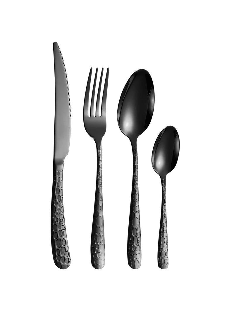 Axyaa Black Stainless Steel Cutlery Set for Home Kitchen Holiday Dinner