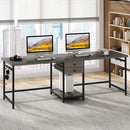 Axyaa Two Person Computer Desk with Drawers & Shelves, 78.74’’ Long Gaming Table