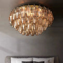 Axyaa Amber Glass Ceiling Lights - Retro Bronze Chandelier for Home Decoration