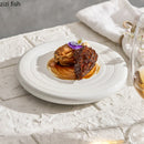 Axyaa Circular Ceramic Steak Plate | Dessert Sushi Pasta Serving Plate