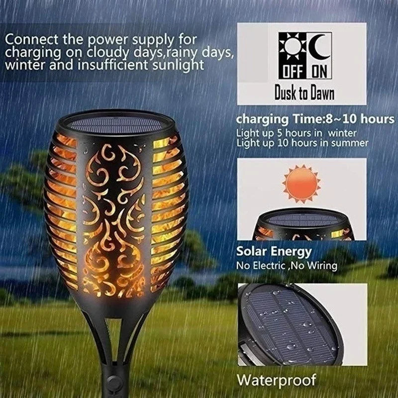 Axyaa Solar Flame Torch Lights - Waterproof Outdoor Garden Decor