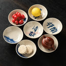 Axyaa Hand-Painted Ceramic High Leg Tea Tray - Exquisite Living Room Fruit Dim Sum Plate.