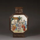 Axyaa Qianlong Ceramic Vase Flat Bottle Antique Collection Ornaments