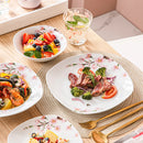 Axyaa 48-Piece Porcelain Ceramic Dinnerware Set for 12: Plates and Bowls