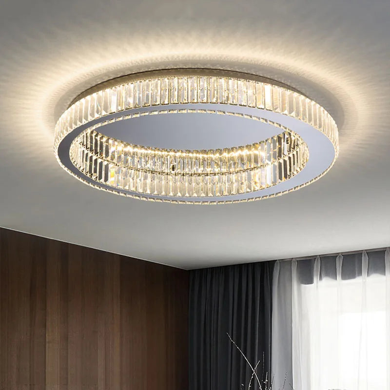 Axyaa Crystal Circle LED Ceiling Chandelier for Modern Living Room & Bedroom