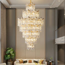 Axyaa Crystal Chandelier for Hollow Living Room - Elegant Luxury Lighting