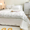 Axyaa Chiffon Summer Quilt Set: Ruffled Double Bed Cover, Girl Heart, Washed Cotton