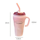 Axyaa 650ml Stainless Steel Thermal Cup with Handle and Straw