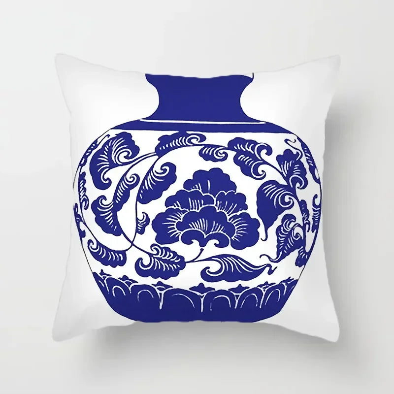Axyaa Blue Geometric Floral Printed Pillow Case - Soft Cushion Cover