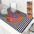 Axyaa Color Block Absorbent Draining Mat - Quick Dry Dish Drying & Bathroom Drain Pad