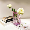 Axyaa Pink Glass Vase Petal Fold Floral Arrangement Hydroponics Terrarium