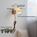 Axyaa Rotatable Walnut LED Wall Sconce White Glass Bedside Lamp