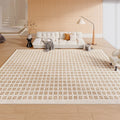 Axyaa Luxury Cream Checkerboard Carpet for Large Living Room Area