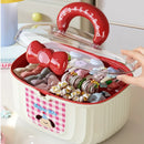 Axyaa Clear Plastic Storage Box with Handle and Dividers
