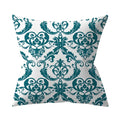 Teal Blue Green Floral Stripe Geometric Pillowcase by Axyaa for Home Decor