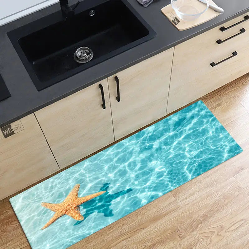 Axyaa Ocean Waves Beach Carpet - 3D Kitchen Bedroom Floor Rug