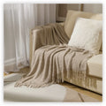 Axyaa Corn Grain Waffle Knit Blanket with Tassels