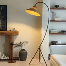 Axyaa Rattan Floor Lamp: Mid-century Style LED Lighting for Living Room, Bedroom, or Study