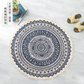 Axyaa Nordic Style Cotton Linen Round Carpets Boho Retro Handmade Floor Mats