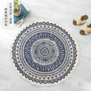 Axyaa Nordic Style Cotton Linen Round Carpets Boho Retro Handmade Floor Mats