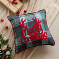 Axyaa Christmas Embroidered Plaid Pillowcase for Bed Sofa Decor