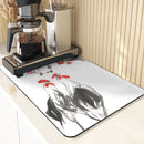 Silicone Coasters Set with Plant Ink Painting Pattern for Coffee Cups by Axyaa