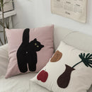 Axyaa Embroidered Cat Pillowcase for Sofa Home Decor and Living Room Cushions