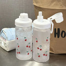 Axyaa Cherry Frosted Plastic Water Bottle with Straw, 500ML