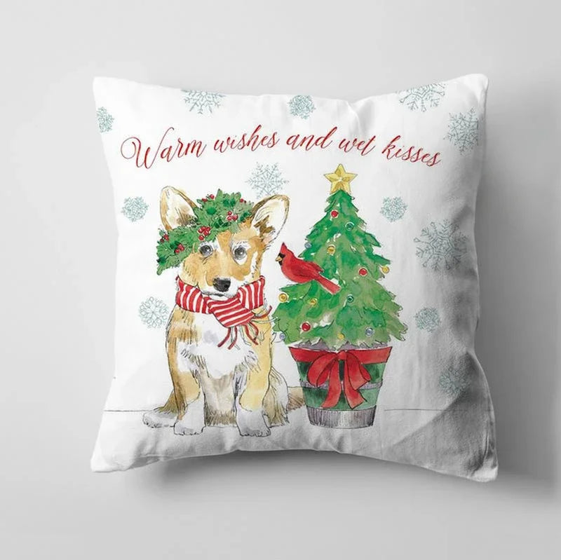 Axyaa Christmas Cute Dog Pillow Cushion Cover