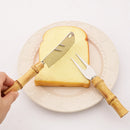 Axyaa Bamboo Cheese Knives Set - Stainless Steel Cutlery for Cheese-Lovers