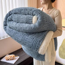 Axyaa Jacquard Lamb Fleece Blanket Set - Soft & Warm Milk Velvet, Queen Size