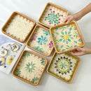 Axyaa Rattan Storage Tray for Snacks, Fruits, Bread, and Sundries Organizing