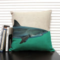 Axyaa Shark Dinosaur Linen Cushion Cover Throw Pillow Case 45x45cm