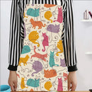 Axya Cute Cat Print Cotton Linen Sleeveless Apron for Cooking Baking Kitchen