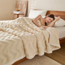 Axyaa Striped Taffeta Velvet Blanket: Soft, Warm Double-sided Plush Throw for Home & Office