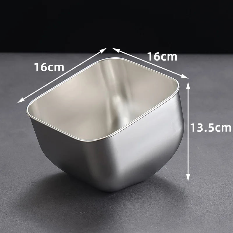 Axyaa Stainless Steel Korean BBQ Veggie Bucket Slanting Bowl, Large Capacity Kitchen Tableware