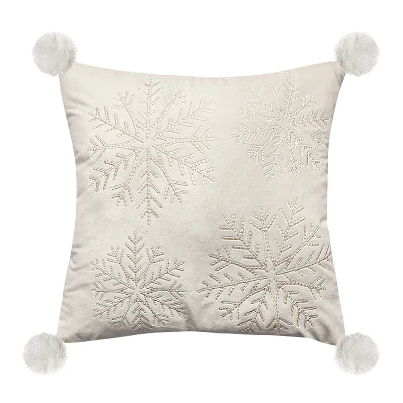 Axyaa Christmas Letter Pillow Cover Gold Holly Jolly Snowflake Soft Cushion Cover