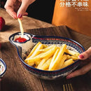 Axya Ceramic Dumpling Plate with Divided Grids for Sauce & Vinegar