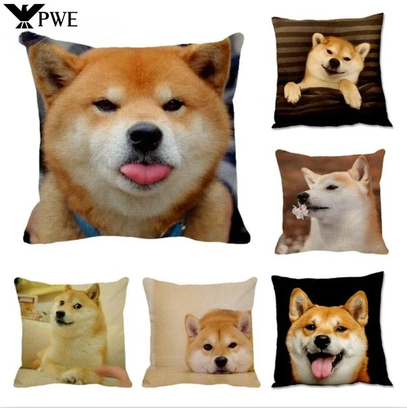 Shiba Inu Dog Cushion Cover by Axyaa: 45*45cm Square Pillowcase