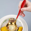 Axyaa Stainless Steel Soup Spoon with Long Handle and Colander - Golden
